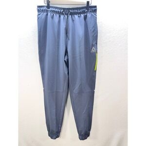 Reebok Woven Slim Track Pants Joggers Mens M Blue Gray Stretch Drawstring 3201